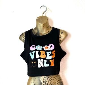 Good Vibes Only Retro Crop Tank Top | Size Large